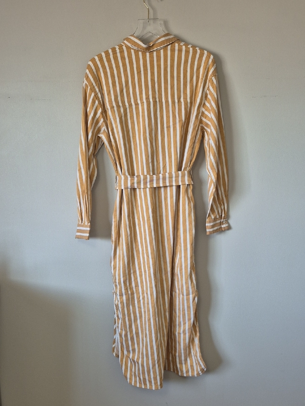 Samsoe Samsoe Amara Belted Shirt Dress Size L, Honey Stripe Linen Blend Vacation - Picture 11 of 15